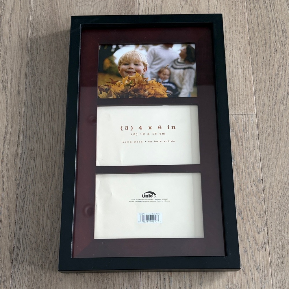 Black and Wood Table or Wall Photo Frame